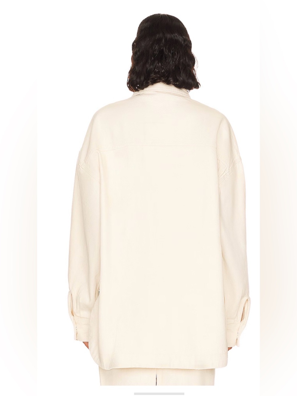 Helsa Ecru Cotton Denim Relaxed Long Sleeve Button Up Overshirt Shacket M/L NWT - Picture 3 of 10